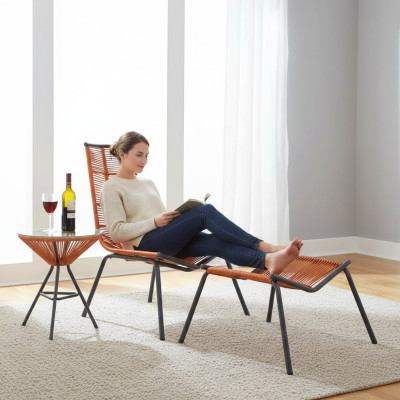 Modern Set für Ihren Garten Besteht aus Sessel Hocker und Beistelltisch