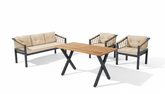 Garten Möbel Sofagarnitur Sitzmöbel Terrasse Tisch Sofa Couch 4tlg. Set
