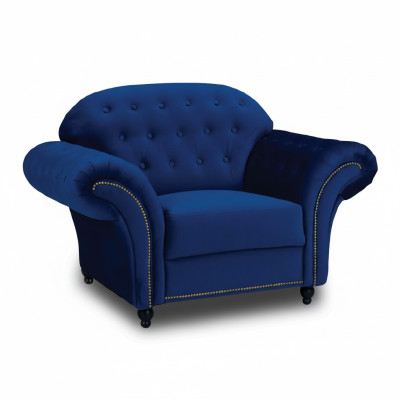Blauer Sessel Chesterfield Einsitzer Couch Sofa Blau Lehnstuhl Möbel