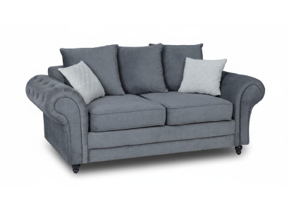 Graue Chesterfield Couch Polster Möbel Stoff Couchen Sofas Zweisitzer