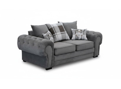 Graue Chesterfield Couch Polster Möbel Stoff Couchen Sofas Design Textil