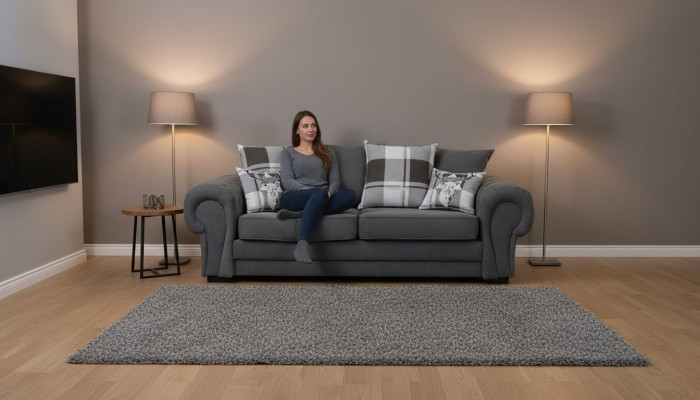 Dreisitzer Couch Polster Möbel Samt Couch Stoff Sofa 224cm Couchen
