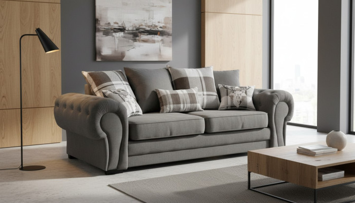 Dreisitzer Couch Polster Möbel Samt Couch Stoff Sofa 224cm Couchen