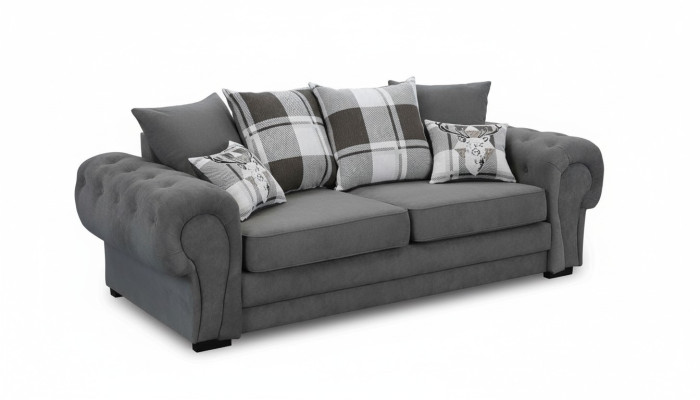 Dreisitzer Couch Polster Möbel Samt Couch Stoff Sofa 224cm Couchen