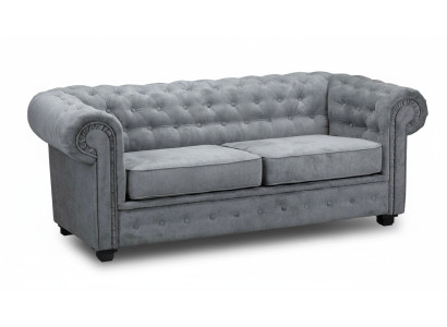 Graue Chesterfield Couch Polster Möbel Zweisitzer Couchen Sofas Stoff Textil