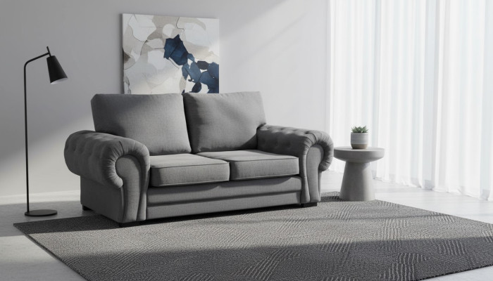 Graue Wohnzimmer Couch Polster Möbel Zweisitzer Couchen Sofas Stoff Textil