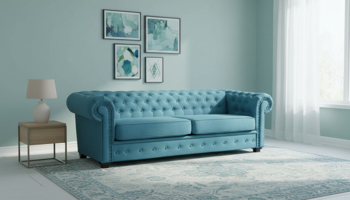 Dreisitzer Couch Textil Turkis Sofa Polster Möbel Einrichtung Sofas Couchen