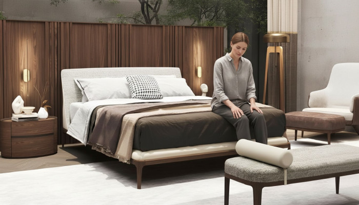 Braune Schlafzimmer Garnitur Betgestell 2x Nachttische Doppelbett 3tlg