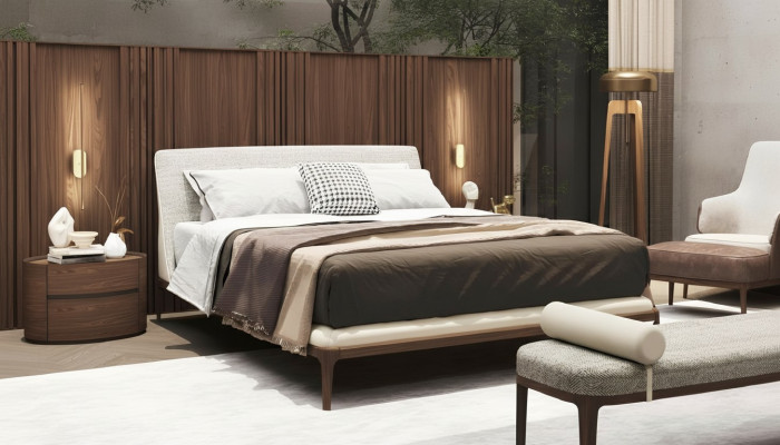 Braune Schlafzimmer Garnitur Betgestell 2x Nachttische Doppelbett 3tlg