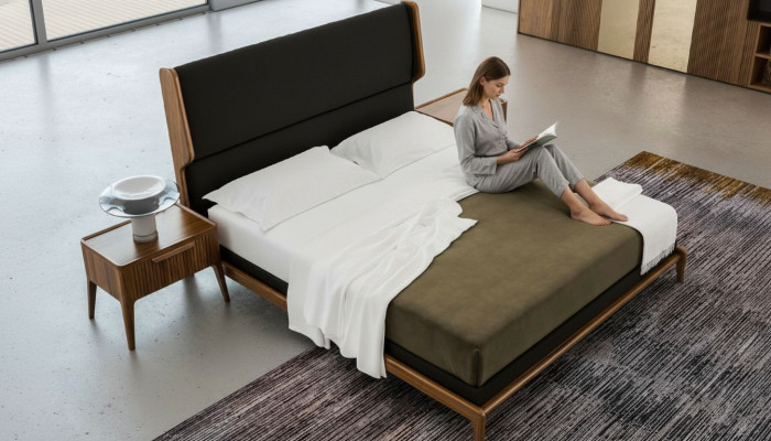 Braunes Schlafzimmer-Set Bett Nachttische 2tlg Moderner Stil Luxus Möbel