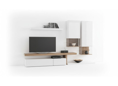 Weiße Wohnwand Möbel Moderne Hängeschränke Wandregale TV-Ständer Sideboard
