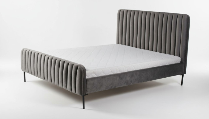 Graue Doppelschlafzimmer Holzmöbel Design elegant Stoff klassische Möbel neu