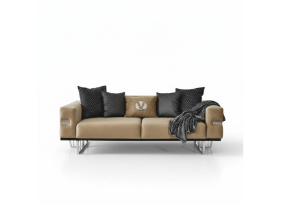 Luxus Couch mit Edelstahl Füßen Sitz Polster Designer Couchen Möbel 230cm