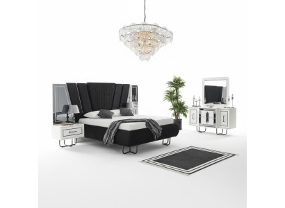 Schlafzimmer Bett 2x Nachttische + Kommode Set Komplettes Design Möbel 4tlg