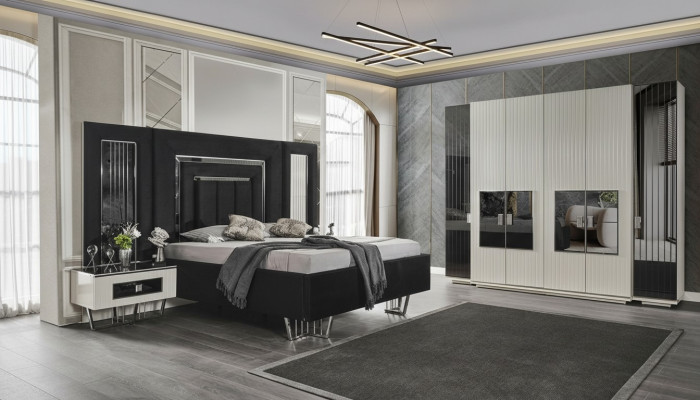 Schlafzimmer Set 2x Nachttische Kleiderschrank Komplett Zimmer Bett Möbel 4tlg