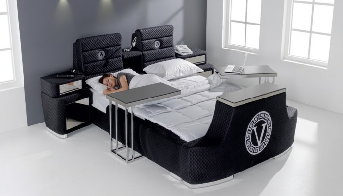 Modernes Doppelbett blau Luxus Doppelbett modernes Design Bettgestell neu