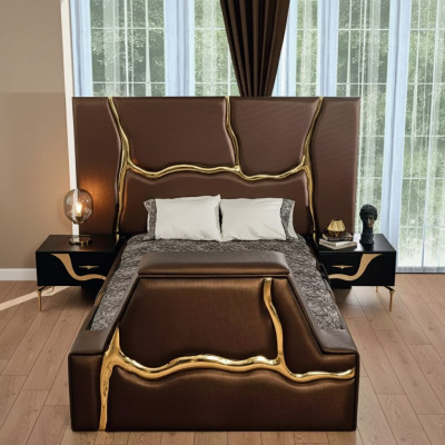 Schlafzimmer Bett 2x Nachttische Luxus Betten Set Komplett Design Möbel 3 tlg.