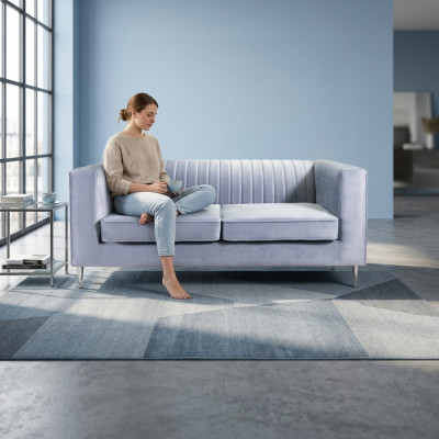 Sofa 2 Sitzer Grau Elegantes Modern Luxus Design Holz Möbel Polster Stoff Neu