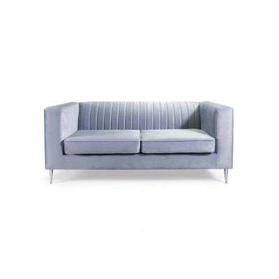 Sofa 2 Sitzer Grau Elegantes Modern Luxus Design Holz Möbel Polster Stoff Neu