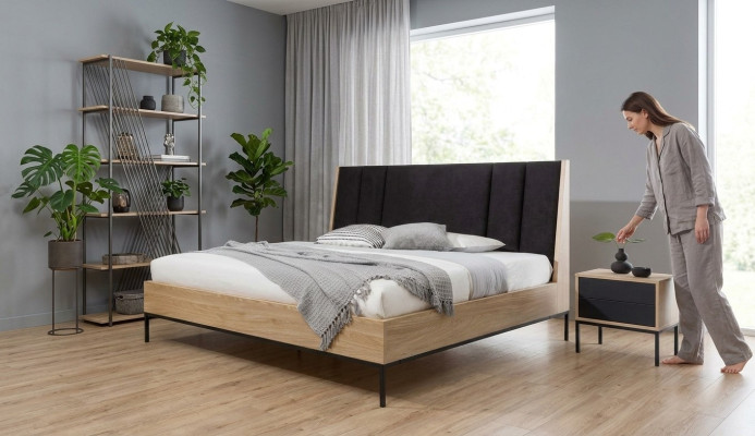 Schlafzimmer Set Beige Bett Elegantes 2x Nachttische Luxus Modern Neu 3tlg.