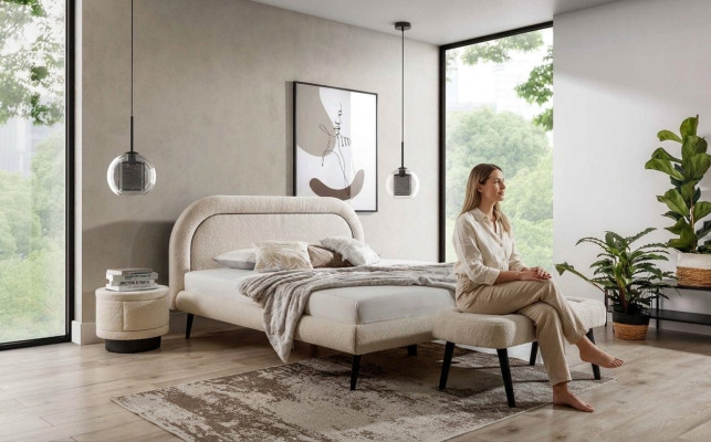 Schlafzimmer Set Weiß Bett Elegantes 2x Nachttische Luxus Hocker Modern .