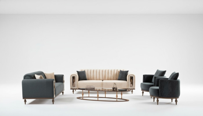 Sofagarnitur Samt Stoff Couch Set Sofa Polster Möbel 4tlg. Garnituren