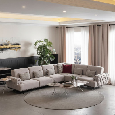 Ecksofa 2x Couchtisch Ecke Garnitur Tisch Wohnlandschaft L Form Möbel