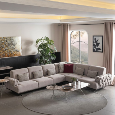Ecksofa Design Möbel Eckgarnitur Stoffsofa Textil Eckcouch Möbel 355x280cm