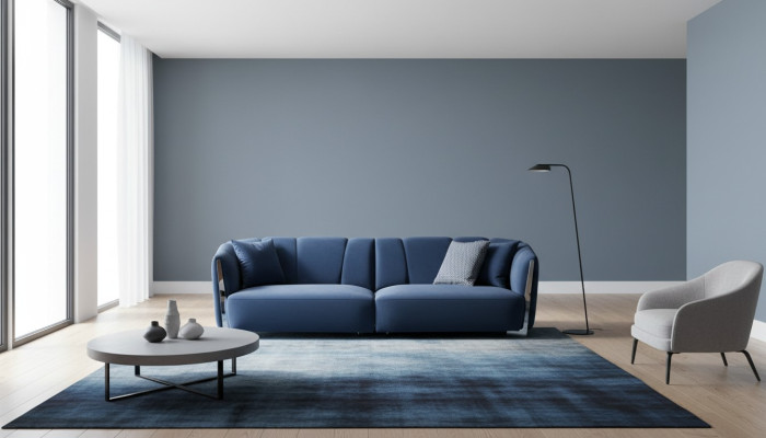 Wohnzimmer Sofa Couch Designer Textil Sitz Polster Design blau