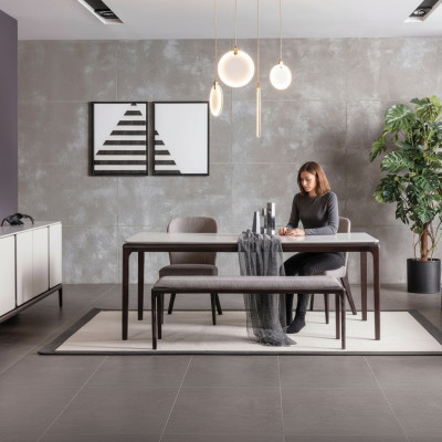 Esszimmer Esstisch Luxus Möbel Design Material Holz Moderner grau
