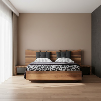 Schlafzimmer Garnitur Bett 2x Nachttisch Set Möbel Neu 3tlg. Neu braun