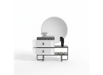 Design Kommode Anrichte Schrank Kommoden Sideboard 2tlg. Spiegel Möbel