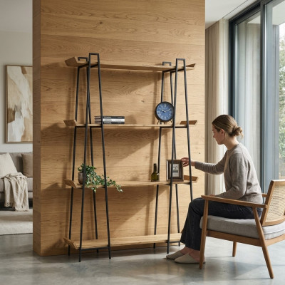 Stilvolles und funktionelles Bücherregal aus Holz für das Wohnzimmer 