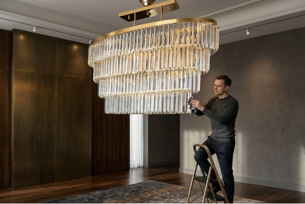 Kronleuchter Decken Pendel Luxus Kristall Gold Wohnzimmer Kronleuchter