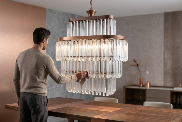 Kronleuchter Wohnzimmer Decken Luxus Design Crystal neu grau Modern