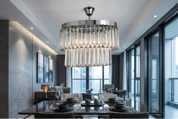 Wohnzimmer Kronleuchter Crystal Deckenleuchte neu grau Modern