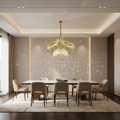 Kronleuchter Decke Lampe Wohnzimmer gold Luxus Beleuchtung Kristall