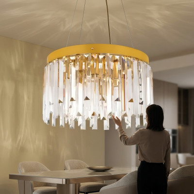 Kronleuchter Luxus Deckenlampe antik Eiche Kristall Leuchten Lampen Jugendstil