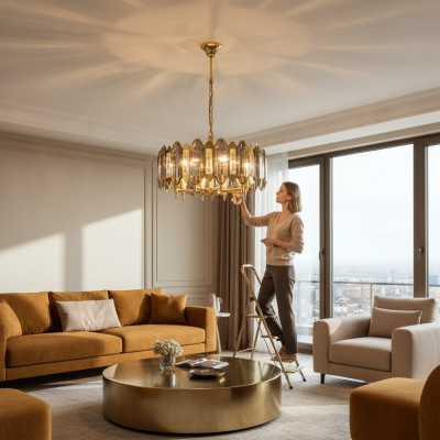 Leuchte Lampe Hängelampe Lampen Kristallleuchte Leuchter Wohnzimmer 60x80