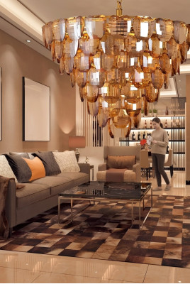 Kronleuchter Klassiker Lampe Wohnzimmer goldfarbene Kristall Deckenleuchte