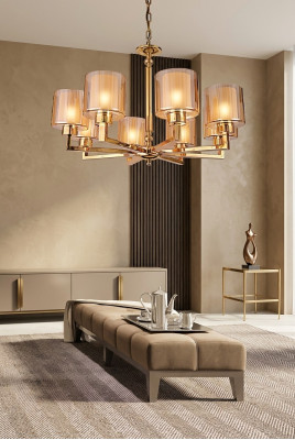 Kronleuchter Stil Moderne Deckenleuchte schön Lampe Gold neu Luxus