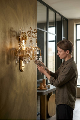 Goldene Wandlampe Wand Leuchten Wohnzimmer Lampen Luxus Wandleuchte