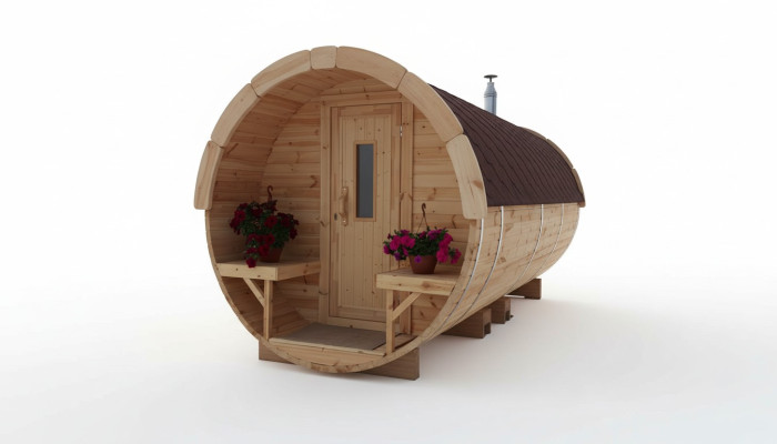 Sauna Saunafass Outdoor Gartensauna 590 x Ø 2,27 m Saunafass Bausatz