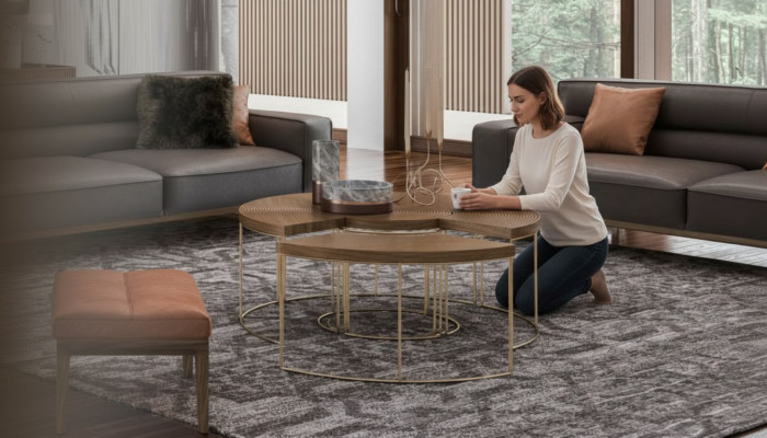 Moderner Runder Couchtisch Luxus Abstelltische Holzmöbel Wohnzimmertisch