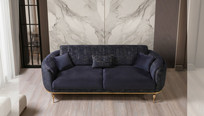 Luxus Sofa 3 Sitzer Wohnzimmer Blau Modernes Sofa Dreisitzer Möbel