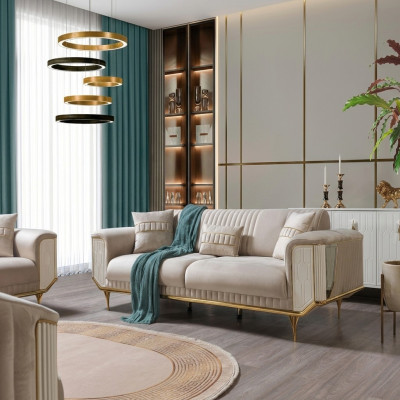 Luxus Sofa 3 Sitzer Wohnzimmer Beige Moderner Design 234cm Sofas Möbel