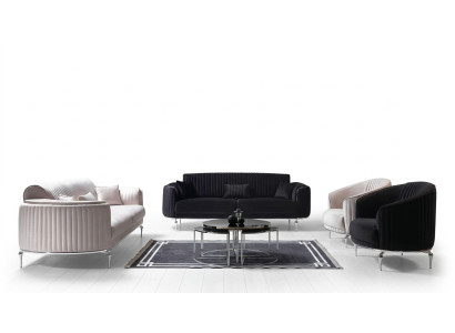 Bunte Sofagarnitur Weiß Sofa Couch Sitz Polster Garnitur 4tlg. Set 3311 Sitzer