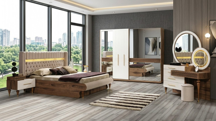 Schlafzimmer Set 5 tlg Design Luxus Bett Chesterfield Komplett Set