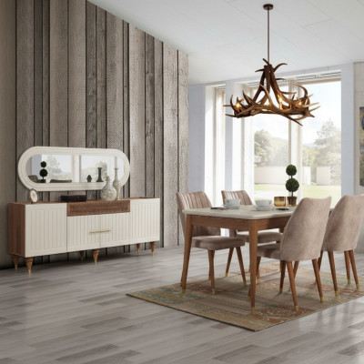 Esszimmer Set 3tgl Gruppe Garnitur Esstisch Kommode Spiegel Komplett Set