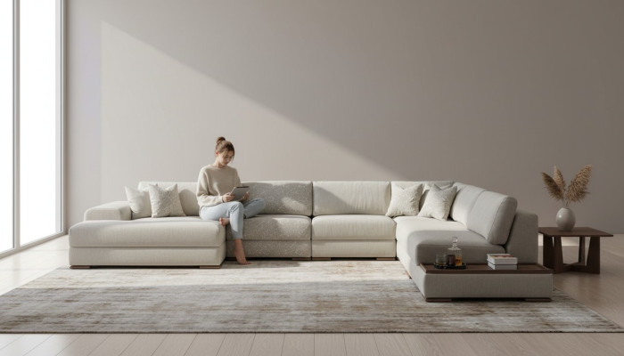 Sofa Couch Wohnzimmer Ecksofa Modern Design Möbel U-Form Stoffsofa